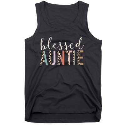 Blessed Auntie Aunt Cute Leopard Print Tank Top