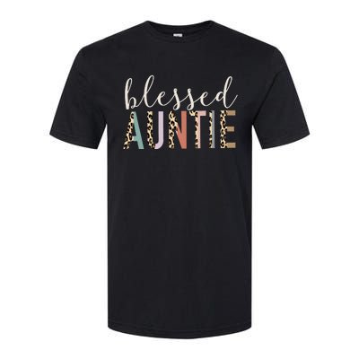 Blessed Auntie Aunt Cute Leopard Print Softstyle CVC T-Shirt