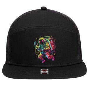 Boombox Astronaut And Teens Graphic Cute Gift 7 Panel Mesh Trucker Snapback Hat