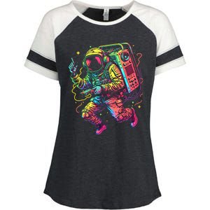 Boombox Astronaut And Teens Graphic Cute Gift Enza Ladies Jersey Colorblock Tee