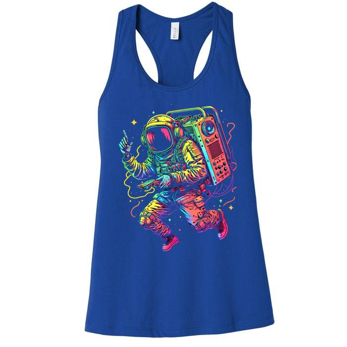 Boombox Astronaut And Teens Graphic Cute Gift Women's Racerback Tank