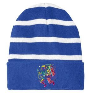 Boombox Astronaut And Teens Graphic Cute Gift Striped Beanie with Solid Band