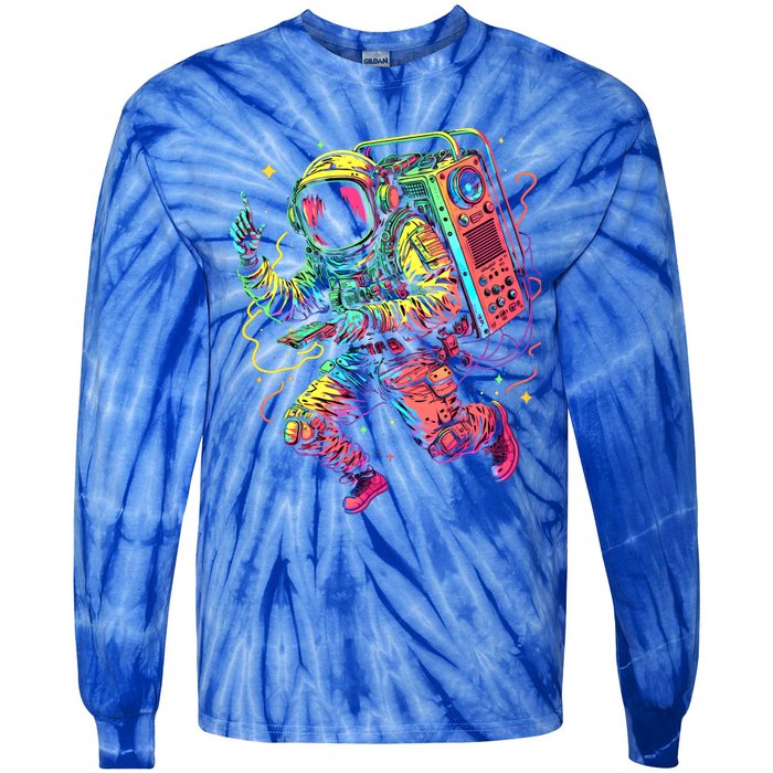 Boombox Astronaut And Teens Graphic Cute Gift Tie-Dye Long Sleeve Shirt