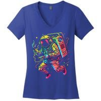 Boombox Astronaut And Teens Graphic Cute Gift Women's V-Neck T-Shirt