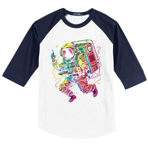 Boombox Astronaut And Teens Graphic Cute Gift Baseball Sleeve Shirt