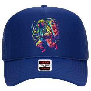 Boombox Astronaut And Teens Graphic Cute Gift High Crown Mesh Back Trucker Hat