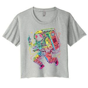 Boombox Astronaut And Teens Graphic Cute Gift Women's Crop Top Tee