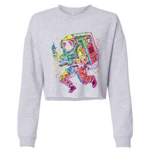 Boombox Astronaut And Teens Graphic Cute Gift Cropped Pullover Crew