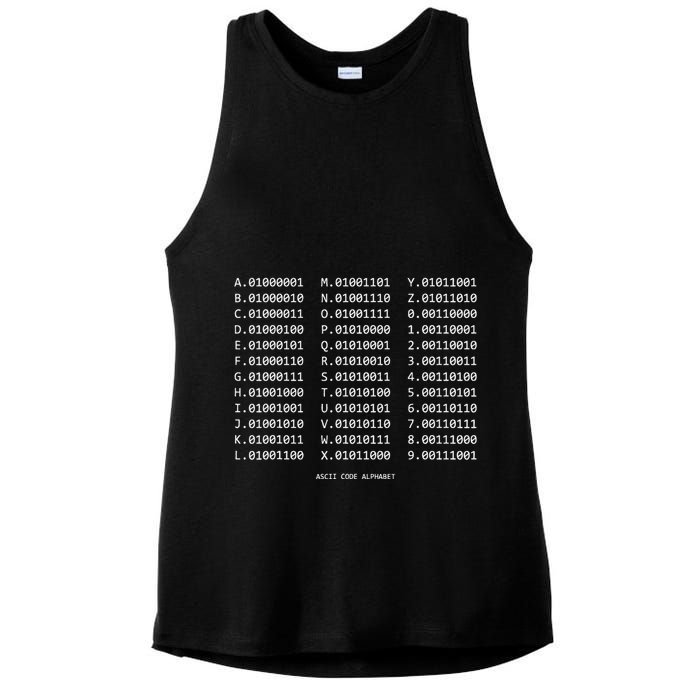 Binary Alphabet Abc + Numbers In Binary Code Ladies PosiCharge Tri-Blend Wicking Tank