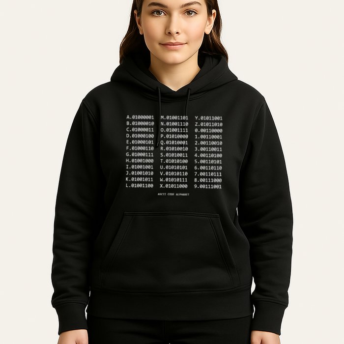 Binary Alphabet Abc + Numbers In Binary Code Hoodie