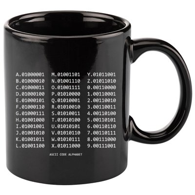 Binary Alphabet Abc + Numbers In Binary Code 11oz C Handle Ceramic Mug