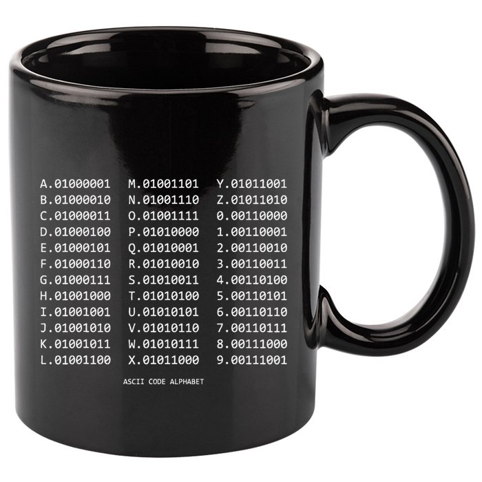 Binary Alphabet Abc + Numbers In Binary Code 11oz C Handle Ceramic Mug