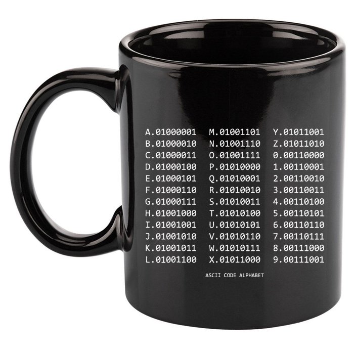 Binary Alphabet Abc + Numbers In Binary Code 11oz C Handle Ceramic Mug