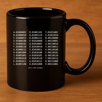 Binary Alphabet Abc + Numbers In Binary Code 11oz C Handle Ceramic Mug