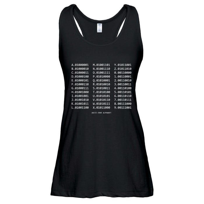 Binary Alphabet Abc + Numbers In Binary Code Ladies Essential Flowy Tank