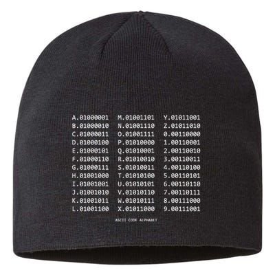Binary Alphabet Abc + Numbers In Binary Code Sustainable Beanie