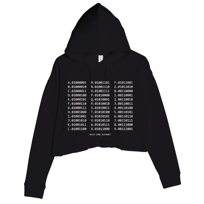 Binary Alphabet Abc + Numbers In Binary Code Crop Fleece Hoodie