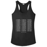 Binary Alphabet Abc + Numbers In Binary Code Ladies PosiCharge Competitor Racerback Tank