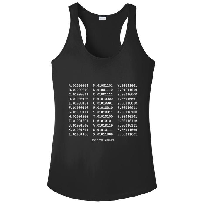 Binary Alphabet Abc + Numbers In Binary Code Ladies PosiCharge Competitor Racerback Tank