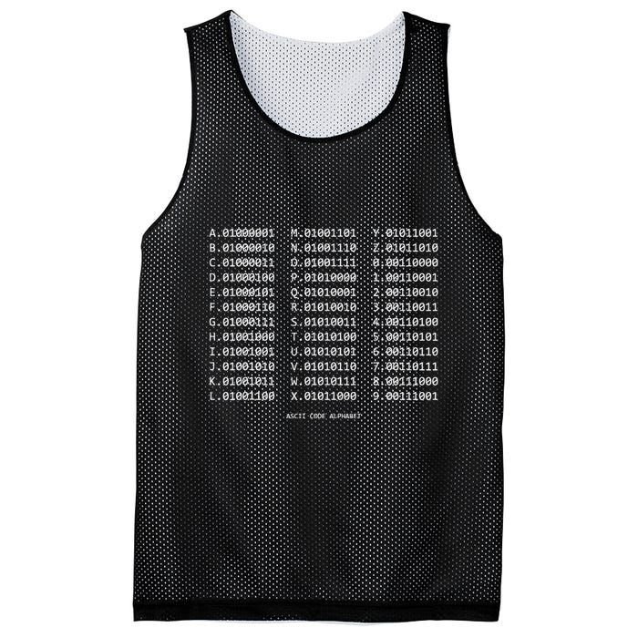 Binary Alphabet Abc + Numbers In Binary Code Mesh Reversible Basketball Jersey Tank