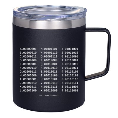 Binary Alphabet Abc + Numbers In Binary Code 12oz Stainless Steel Coffee Mug