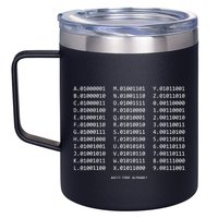 Binary Alphabet Abc + Numbers In Binary Code 12oz Stainless Steel Coffee Mug