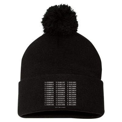 Binary Alphabet Abc + Numbers In Binary Code Pom Pom 12in Knit Beanie