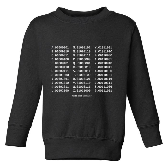 Binary Alphabet Abc + Numbers In Binary Code Toddler Sweatshirt