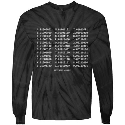 Binary Alphabet Abc + Numbers In Binary Code Tie-Dye Long Sleeve Shirt