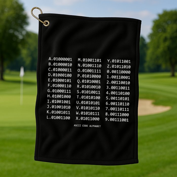 Binary Alphabet Abc + Numbers In Binary Code Golf Towel