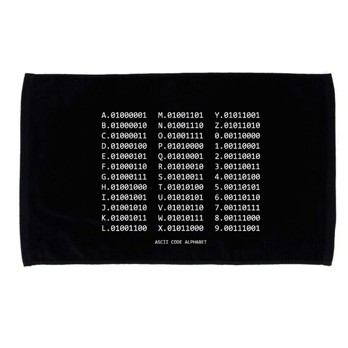 Binary Alphabet Abc + Numbers In Binary Code Microfiber Hand Towel