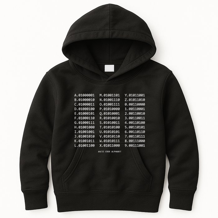 Binary Alphabet Abc + Numbers In Binary Code Kids Hoodie