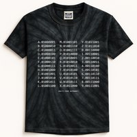 Binary Alphabet Abc + Numbers In Binary Code Kids Tie-Dye T-Shirt