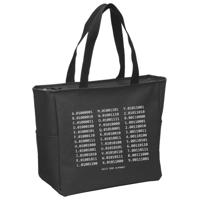 Binary Alphabet Abc + Numbers In Binary Code Zip Tote Bag