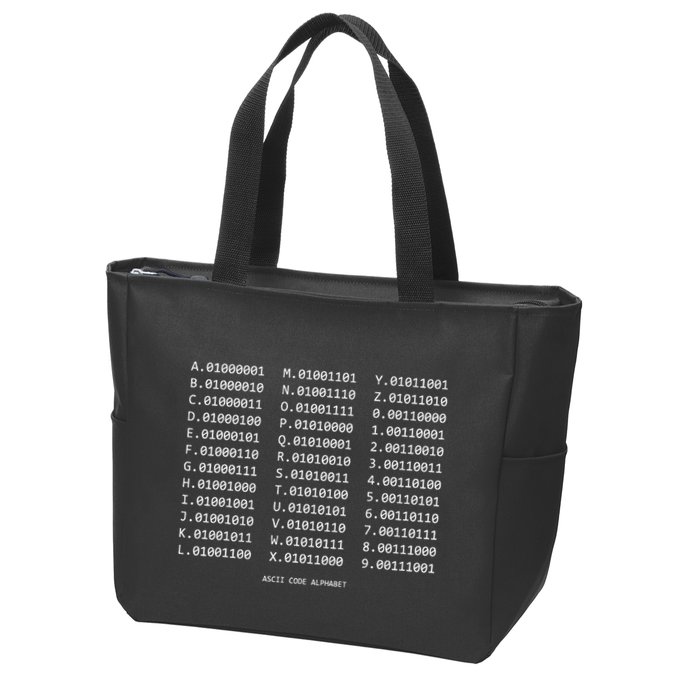 Binary Alphabet Abc + Numbers In Binary Code Zip Tote Bag
