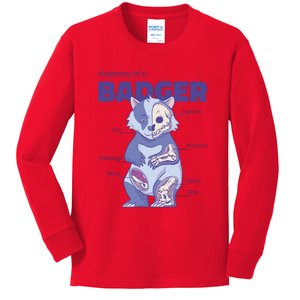 Badger Animal Anatomy Kids Long Sleeve Shirt