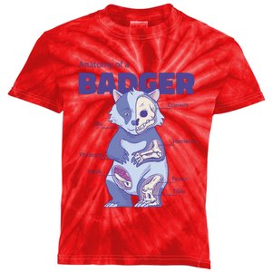 Badger Animal Anatomy Kids Tie-Dye T-Shirt