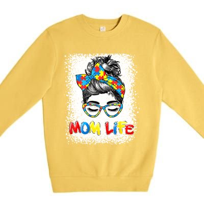 Bleached Autistic Autism Awareness Mom Life Mother Great Gift Premium Crewneck Sweatshirt