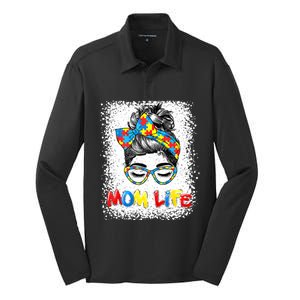 Bleached Autistic Autism Awareness Mom Life Mother Great Gift Silk Touch Performance Long Sleeve Polo