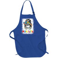 Bleached Autistic Autism Awareness Mom Life Mother Great Gift Full-Length Apron With Pockets