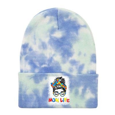 Bleached Autistic Autism Awareness Mom Life Mother Great Gift Tie Dye 12in Knit Beanie