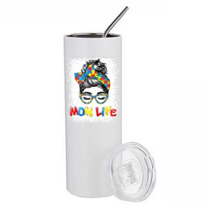 Bleached Autistic Autism Awareness Mom Life Mother Great Gift Stainless Steel Tumbler