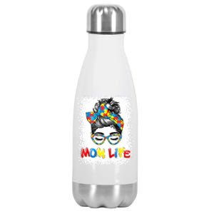 Bleached Autistic Autism Awareness Mom Life Mother Great Gift Stainless Steel Insulated Water Bottle