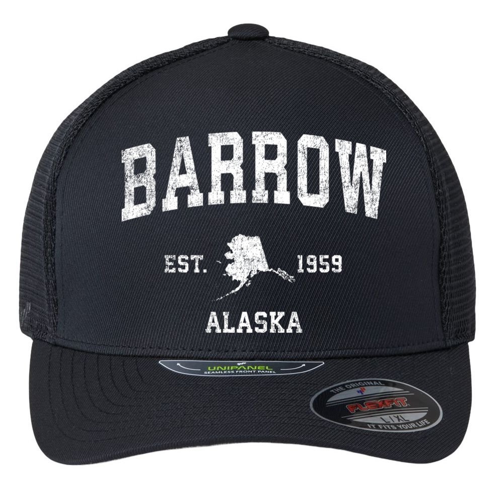 Barrow Alaska Ak Vintage Sports Flexfit Unipanel Trucker Cap
