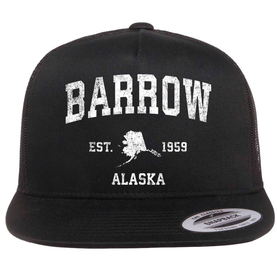 Barrow Alaska Ak Vintage Sports Flat Bill Trucker Hat