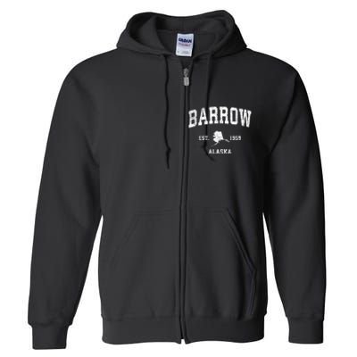 Barrow Alaska Ak Vintage Sports Full Zip Hoodie