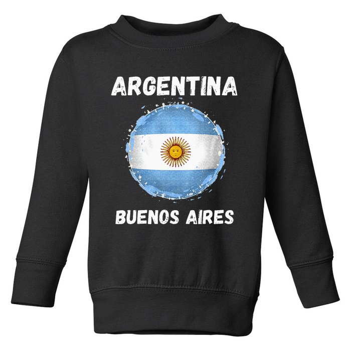 Buenos Aires Argentina Vintage Sport Argentine Flag Souvenir Toddler Sweatshirt