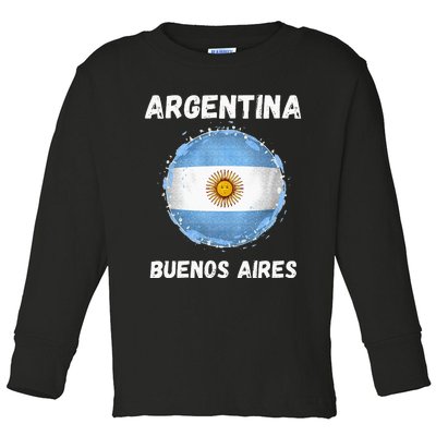 Buenos Aires Argentina Vintage Sport Argentine Flag Souvenir Toddler Long Sleeve Shirt