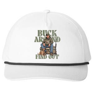 Buck Around And Find Out Trump Camo Hunting Snapback Five-Panel Rope Hat