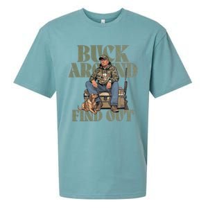 Buck Around And Find Out Trump Camo Hunting Sueded Cloud Jersey T-Shirt